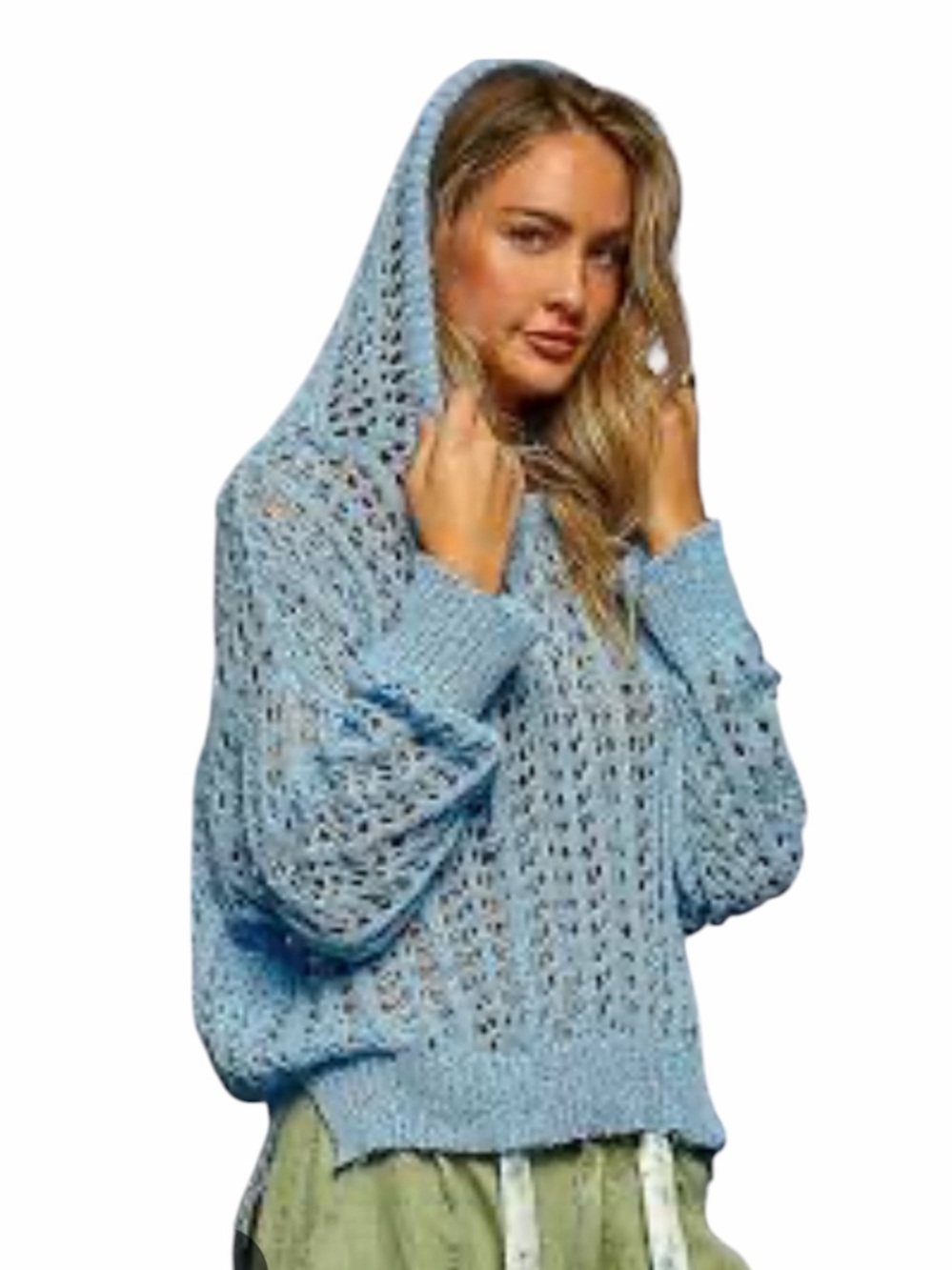 **NWT** POL Hooded Open-Knit Sweater